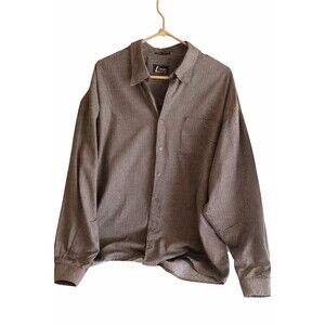 L'uomo by Enro Vintage Button Down Shirt Cotten Men's X Large Beige Browns XL